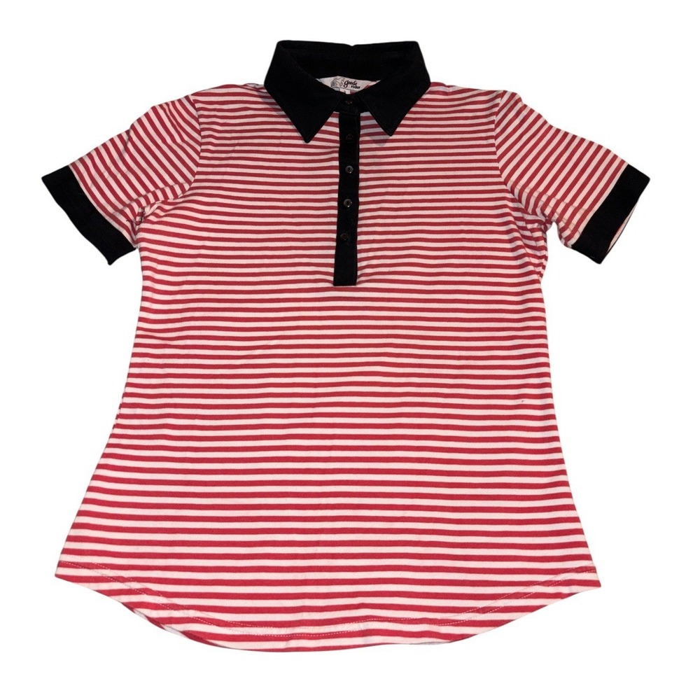 Goode Rider Women's Short Sleeve Polo Shirt Stripes Equestrian Small